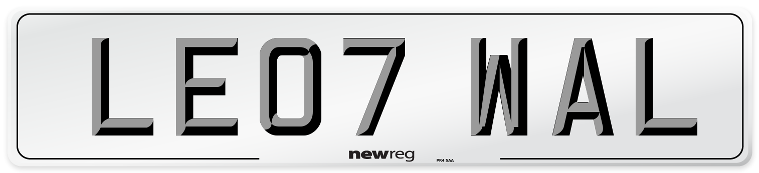 LE07 WAL Number Plate from New Reg